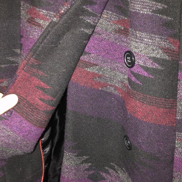 STEVE MADDEN BLANKET WRAP AZTEC DESIGN WINTER COAT PURPLE SIZE MEDIUM W/ HOOD - Picture 8 of 8